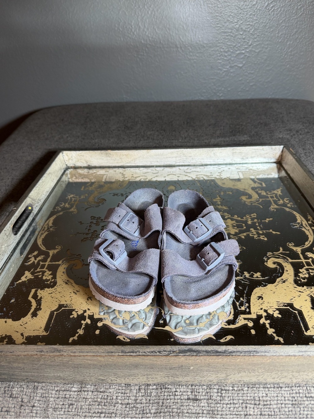 Birkenstock Slide Sandals in Gray